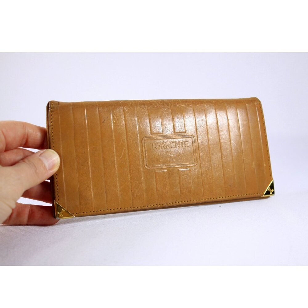 Vintage TORRENTE Paris Brown leather bifold wallet, chequebook cover